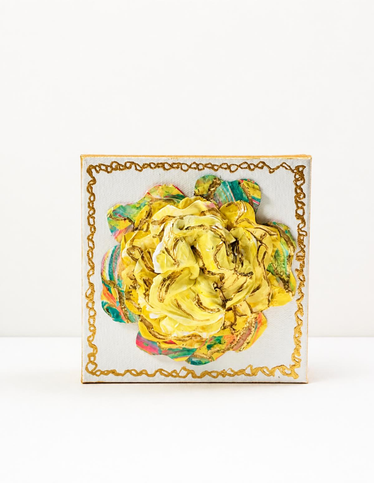Charleston Camellia – Yellow and Turquoise