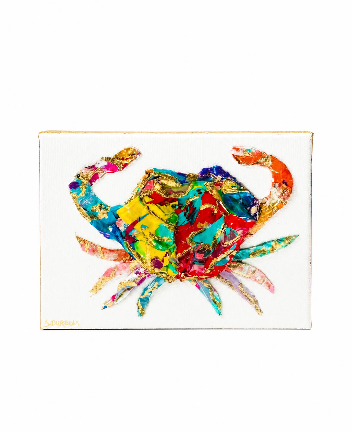 Coastal Creations Crab colorful 5x7 coastal artwork created from pieces of dried artist paint palette
